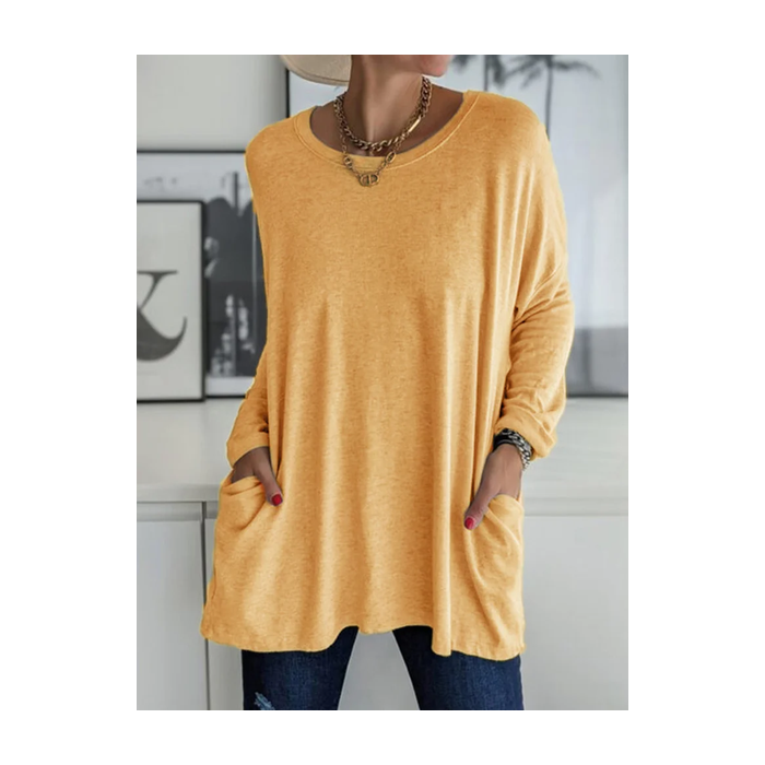 Women Plain Long Sleeve Tee T-shirt Crew Neck Printing Vintage Spring/Fall Top