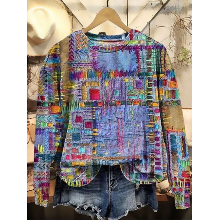 Printing Casual Abstract Loose Sweatshirt