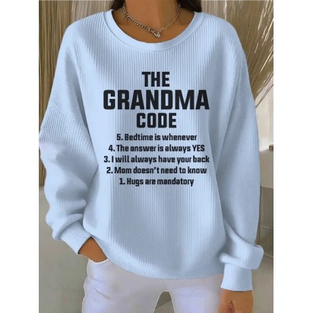 Women Letter Pattern Crew Neck Vintage Spring/Fall Long Sleeve Sweatshirt