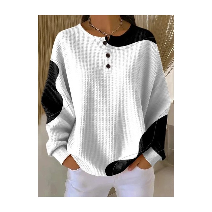 Women Abstract Crew Neck Printing Casual Spring/Fall Long Sleeve Sweatshirt