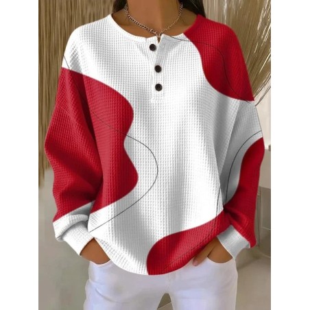 Women Abstract Crew Neck Printing Casual Spring/Fall Long Sleeve Sweatshirt