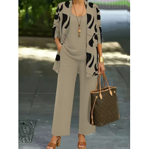 Women Plain Two-Piece Set Daily Long Sleeve Casual Spring/Fall Multi-Piece Set Matching Set