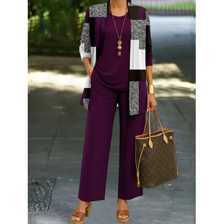 Women Plain Two-Piece Set Daily Long Sleeve Casual Spring/Fall Multi-Piece Set Matching Set