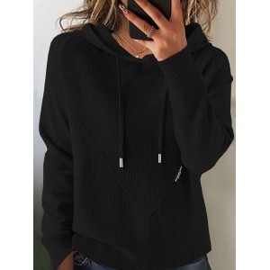 Women Plain Winter Vintage Long Sleeve Hoodie Sweater
