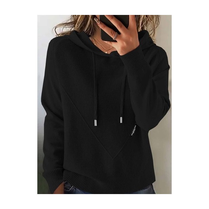 Women Plain Winter Vintage Long Sleeve Hoodie Sweater