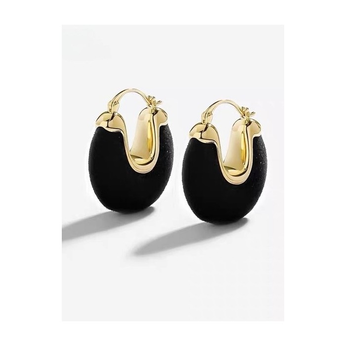 Ankola Red Flocked Earrings - Fashionable Autumn/winter New Style Light Luxury High-end Electroplated Retro Style Earrings