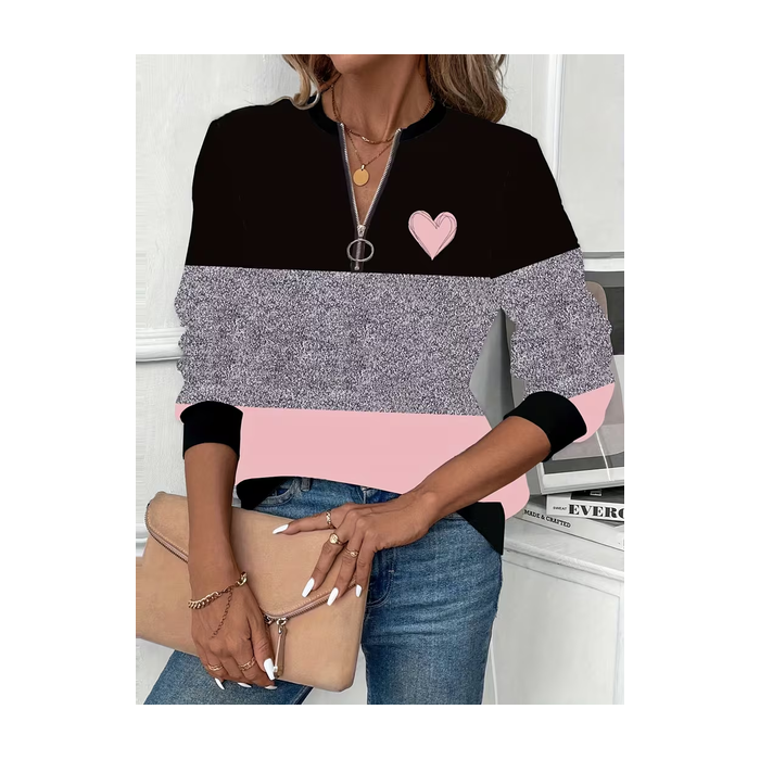 Women Heart/Cordate Crew Neck Printing Casual Spring/Fall Long Sleeve Sweatshirt