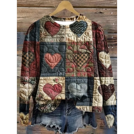 Women Heart/Cordate Crew Neck Printing Casual Spring/Fall Long Sleeve Sweatshirt