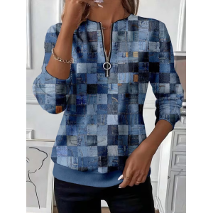 Women Abstract Crew Neck Printing Casual Spring/Fall Long Sleeve Sweatshirt