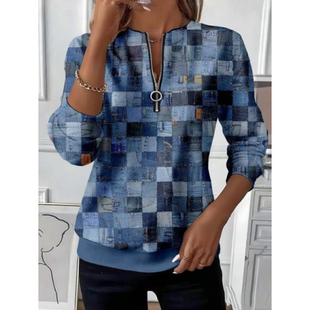 Women Abstract Crew Neck Printing Casual Spring/Fall Long Sleeve Sweatshirt