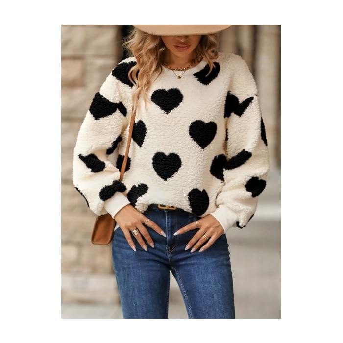 Women Heart/Cordate Hoodie Printing Casual Spring/Fall Long Sleeve Sweatshirt
