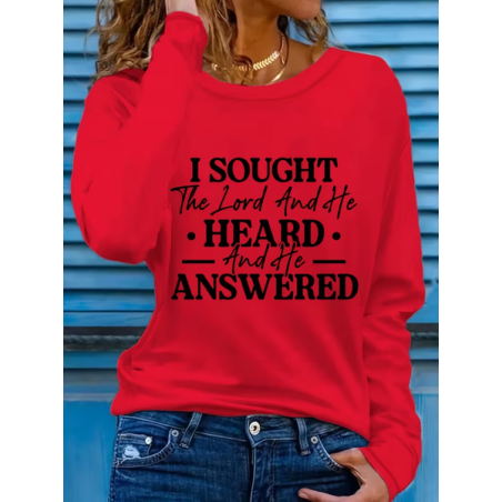 Women Text Letters Long Sleeve Tee T-shirt Crew Neck Printing Casual Spring/Fall Graphic Tee Top