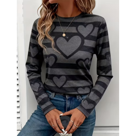 Women Striped Long Sleeve Tee T-shirt Crew Neck Casual Spring/Fall Tunic Top