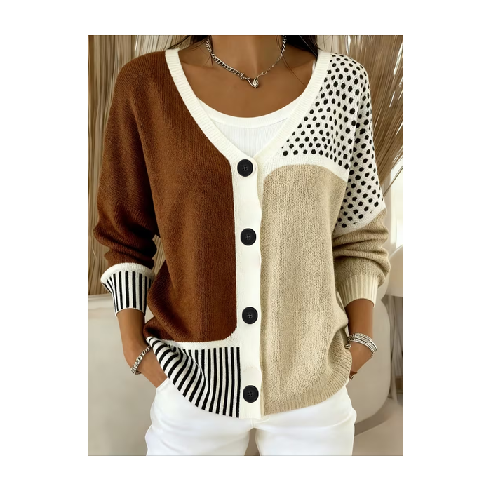 Women Abstract Long Sleeve V Neck Casual Spring/Fall Cardigan Outerwear