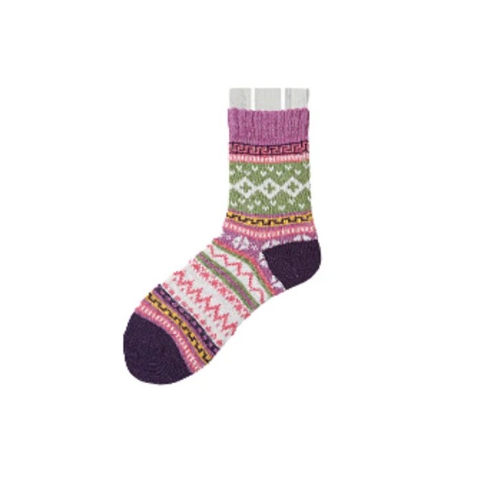 Chunky Knit Thick Warm Mid-calf Socks With Ethnic Retro Geometric Pattern
