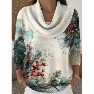 Women Gradient Pattern Winter Vintage Long Sleeve Sweater