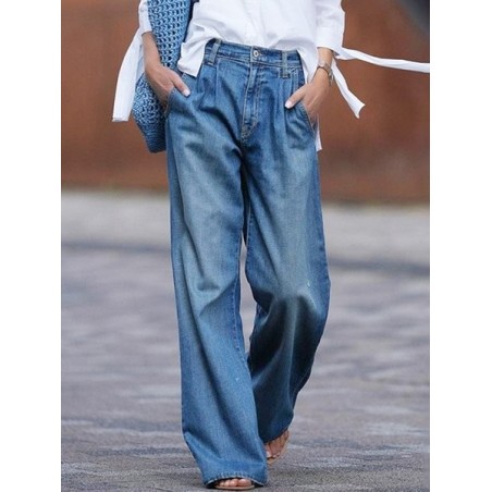 Women Plain Long Elastic Waist Pants Casual Spring/Fall Trousers