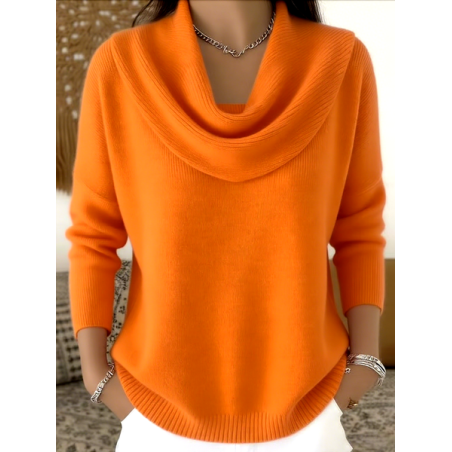 Women Plain Spring/Fall Casual Long Sleeve Crew Neck Cotton Sweater
