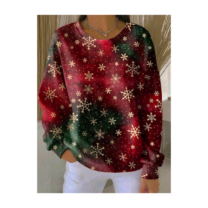 Women Christmas Crew Neck Printing Casual Spring/Fall Long Sleeve Sweatshirt
