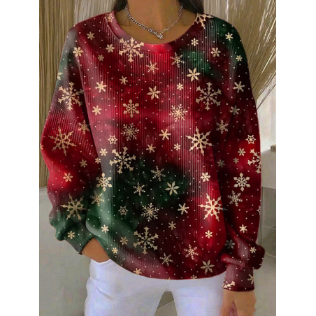 Women Christmas Crew Neck Printing Casual Spring/Fall Long Sleeve Sweatshirt