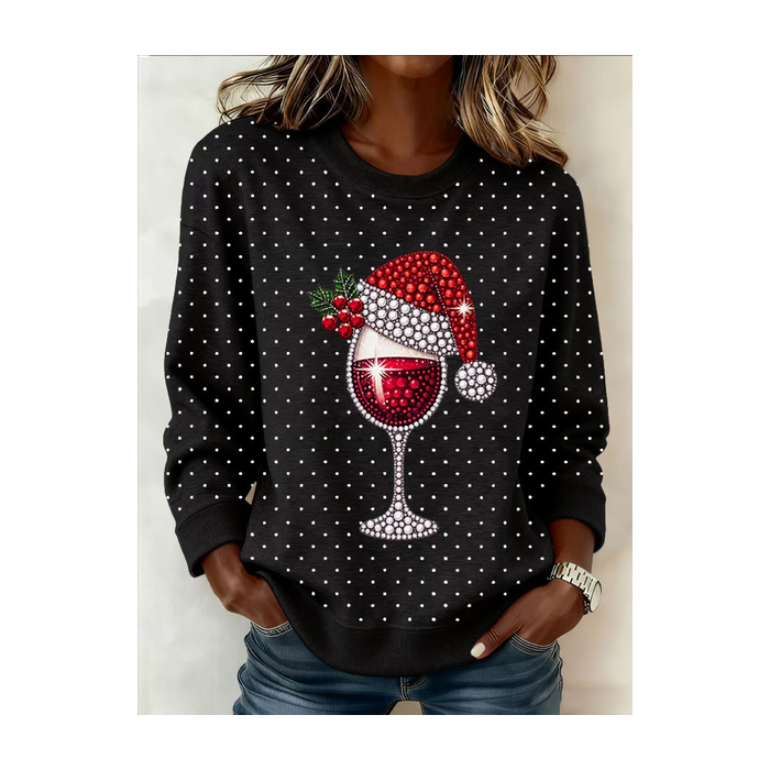 Women Christmas Crew Neck Printing Casual Spring/Fall Long Sleeve Sweatshirt
