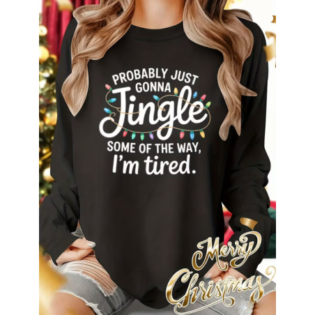 Women Christmas Long Sleeve Tee T-shirt Crew Neck Printing Casual Spring/Fall Graphic Tee Top