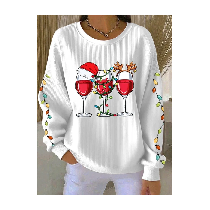 Women Christmas Crew Neck Printing Casual Spring/Fall Long Sleeve Sweatshirt