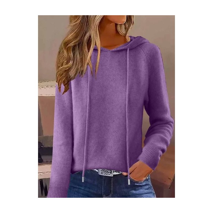 Women Plain Split Joint Winter Casual Long Sleeve Hoodie Sweater