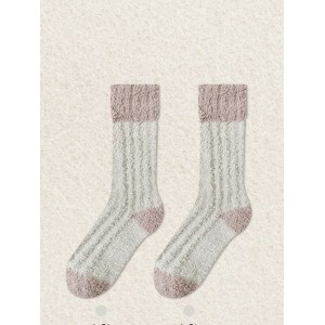 Coral Fleece Mid-calf Socks Autumn And Winter Women's Home Warm Fleece-lined Thick Plush Socks For Floors