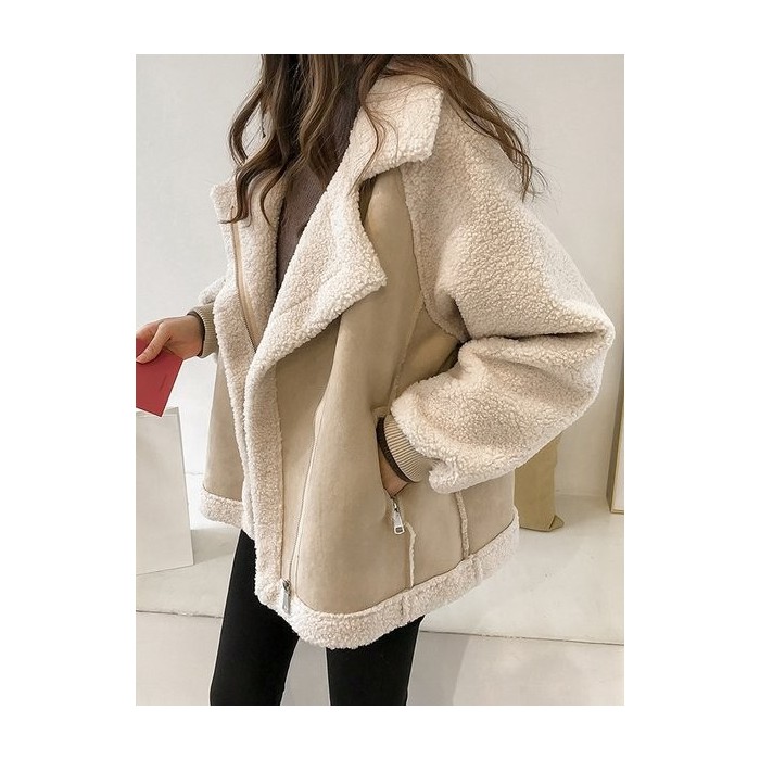 Women Spring/Fall Outerwear Vintage Split Joint Color Block Long Sleeve Shawl Collar Jacket