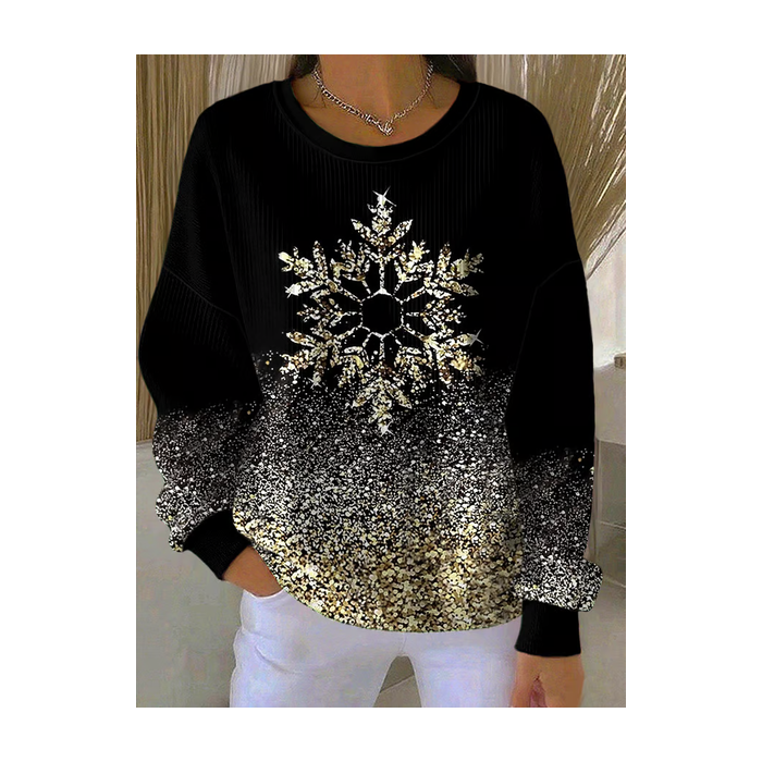 Women Christmas Crew Neck Printing Casual Spring/Fall Long Sleeve Sweatshirt