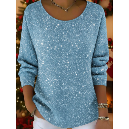 Women Abstract Printing Spring/Fall Casual Long Sleeve Crew Neck Sweater