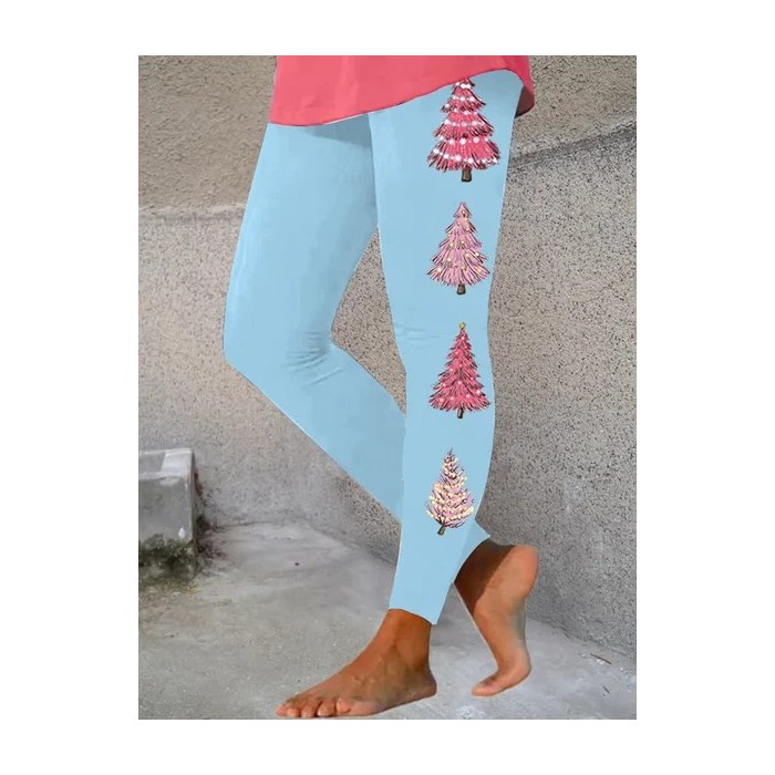 Women Christmas Casual All Season Printing Long Leggings