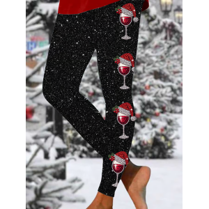 Women Christmas Casual All Season Printing Long Leggings
