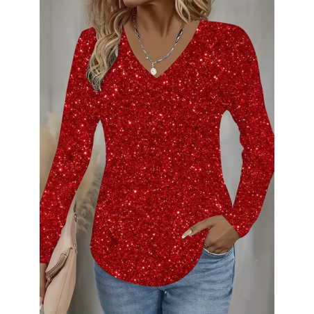 Women Christmas Long Sleeve Tee T-shirt V Neck Printing Casual Spring/Fall Graphic Tee Top