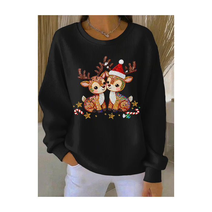 Women Christmas Crew Neck Printing Casual Spring/Fall Long Sleeve Sweatshirt