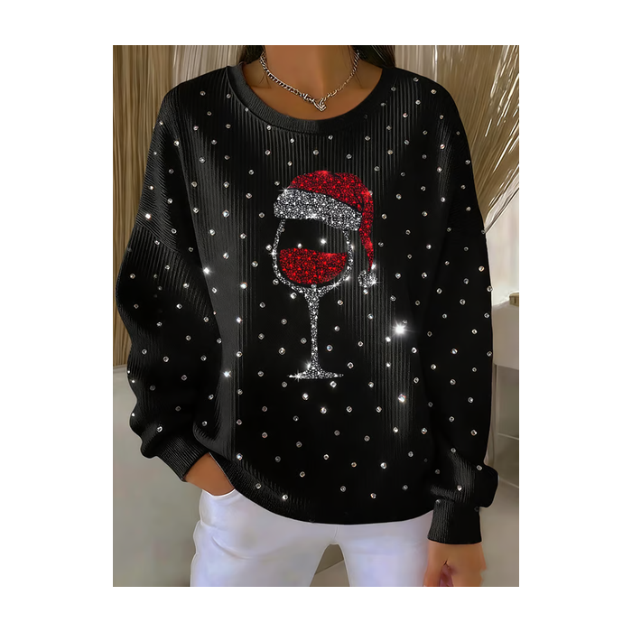 Women Christmas Crew Neck Printing Casual Spring/Fall Long Sleeve Sweatshirt