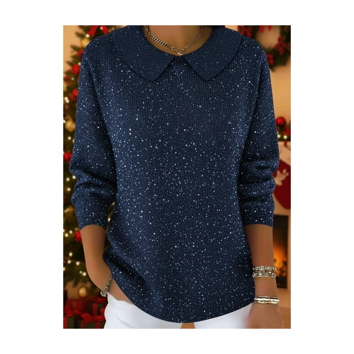 Women Christmas Printing Spring/Fall Casual Long Sleeve Shawl Collar Sweater