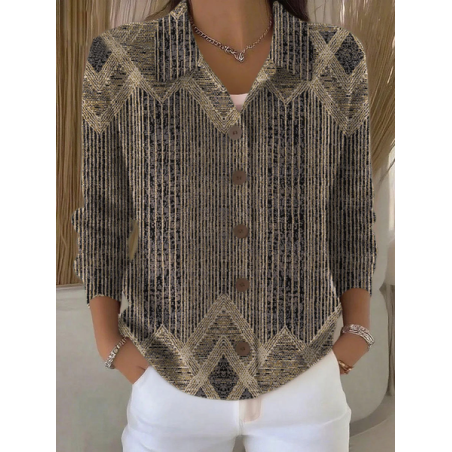 Women Abstract Printing Long Sleeve Shawl Collar Vintage Spring/Fall Cardigan Outerwear