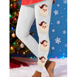 Women Santa Claus Casual All Season Printing Long Leggings