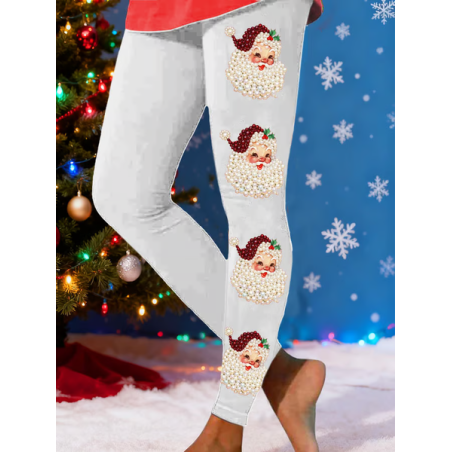 Women Santa Claus Casual All Season Printing Long Leggings
