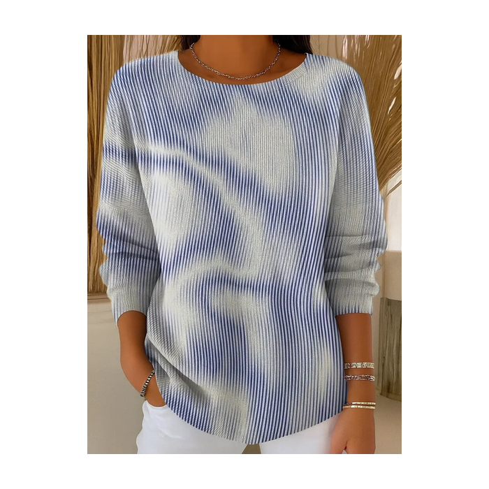 Women Abstract Printing Spring/Fall Casual Long Sleeve Crew Neck Sweater