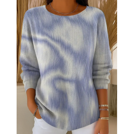 Women Abstract Printing Spring/Fall Casual Long Sleeve Crew Neck Sweater