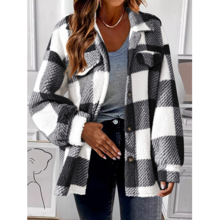 Women Spring/Fall Outerwear Vintage Printing Color Block Long Sleeve Shawl Collar Jacket