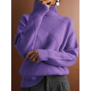 Women Cable Knit Turtleneck Sweater Winter Pullover
