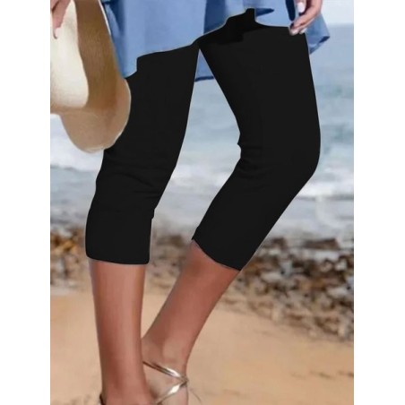 JFN Plain Casual Vacation Capris Legging