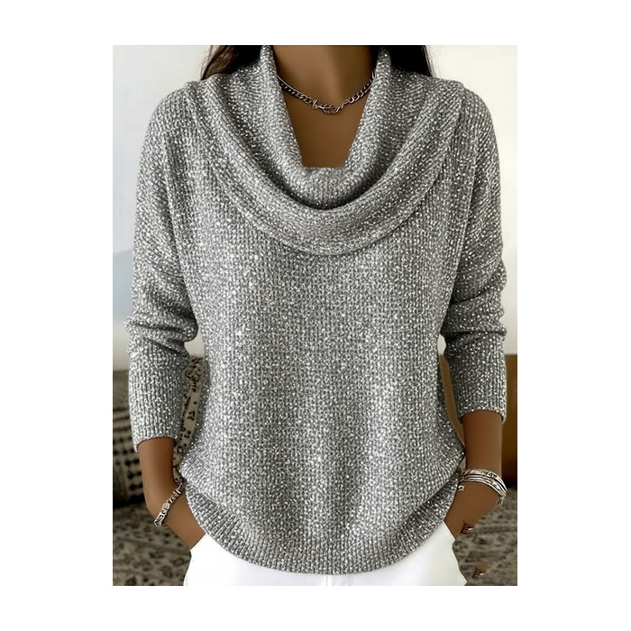 Women Abstract Printing Spring/Fall Casual Long Sleeve Cowl Neck Sweater