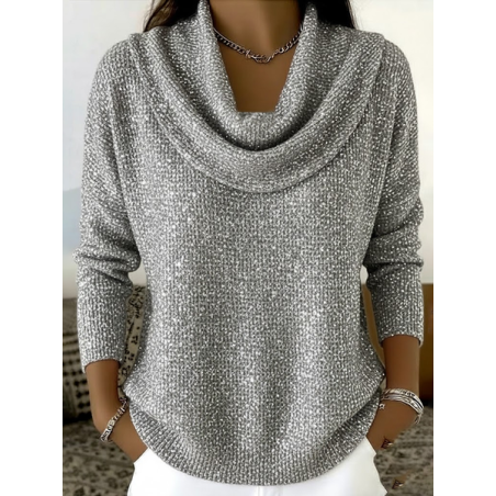 Women Abstract Printing Spring/Fall Casual Long Sleeve Cowl Neck Sweater