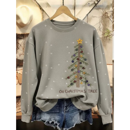 Women Christmas Crew Neck Printing Casual Spring/Fall Long Sleeve Sweatshirt