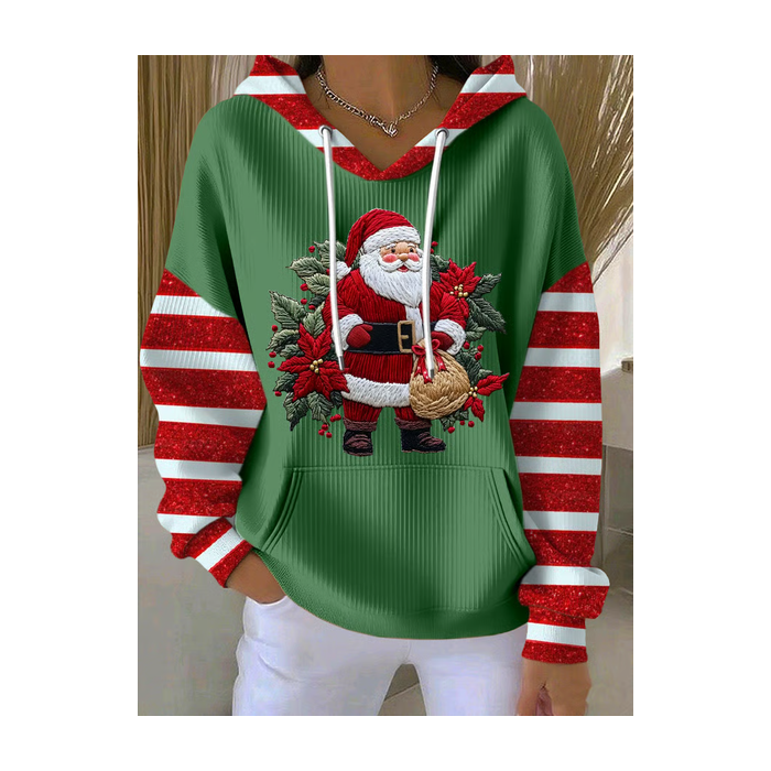 Women Striped Spring/Fall Printing Long Sleeve Casual Daily Hoodie